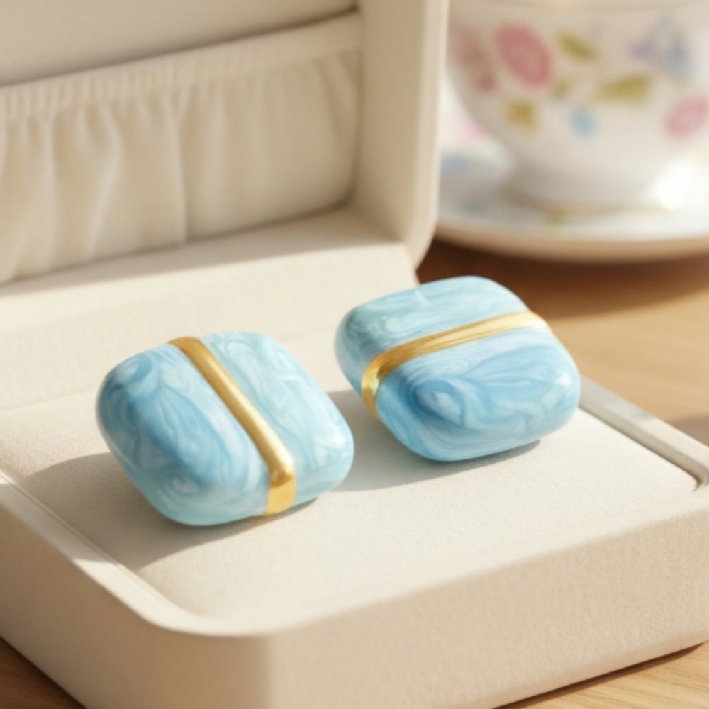Chic Blue and Gold Women's Earrings